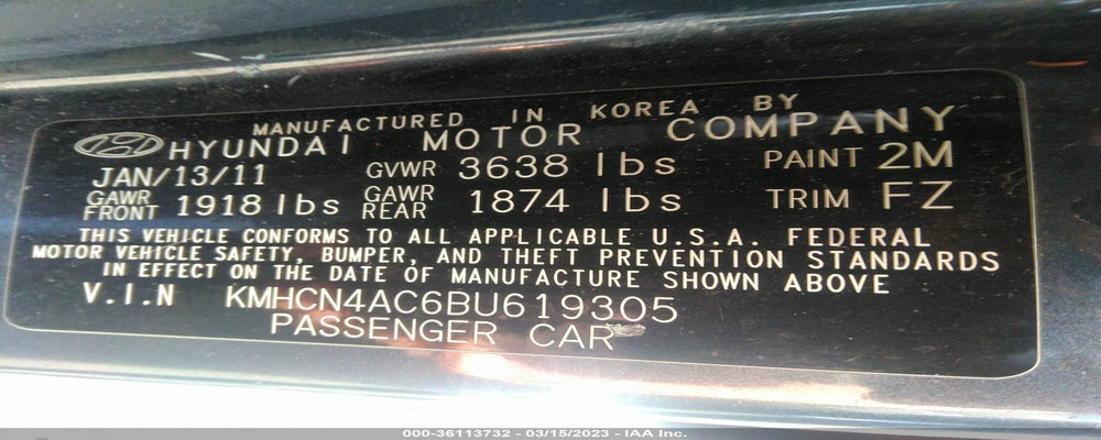 KMHCN4AC6BU619305 2011 HYUNDAI ACCENT photo no. 9
