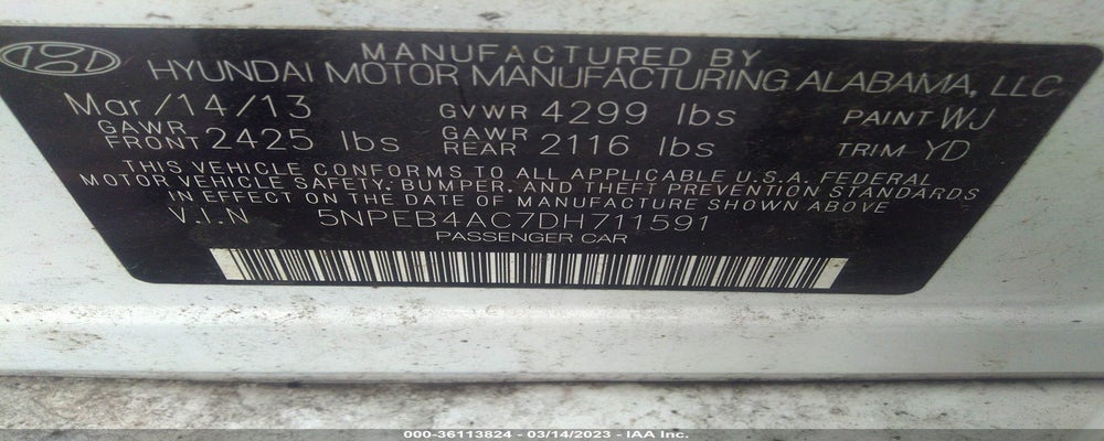 5NPEB4AC7DH711591 2013 HYUNDAI SONATA photo no. 9