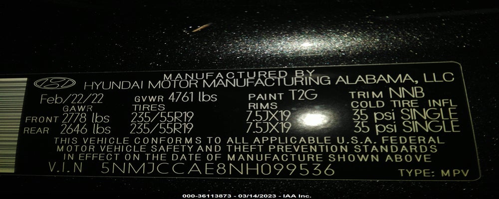 5NMJCCAE8NH099536 2022 HYUNDAI TUCSON photo no. 9