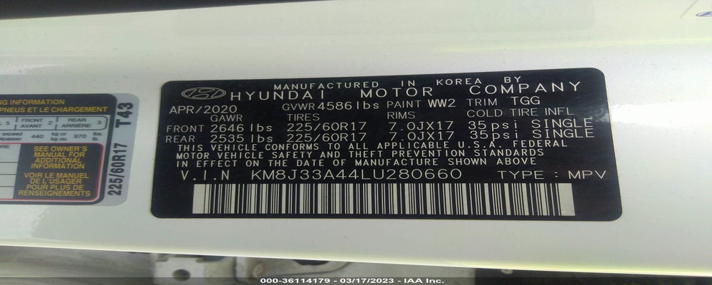 KM8J33A44LU280660 2020 HYUNDAI TUCSON photo no. 9