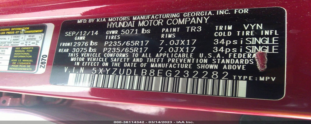 5XYZUDLB8EG232282 2014 HYUNDAI SANTA FE SPORT photo no. 9