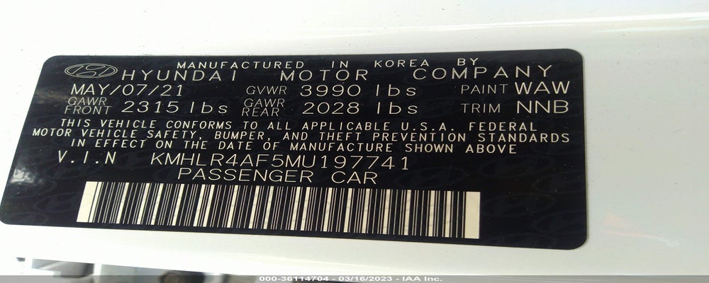 KMHLR4AF5MU197741 2021 HYUNDAI ELANTRA photo no. 9