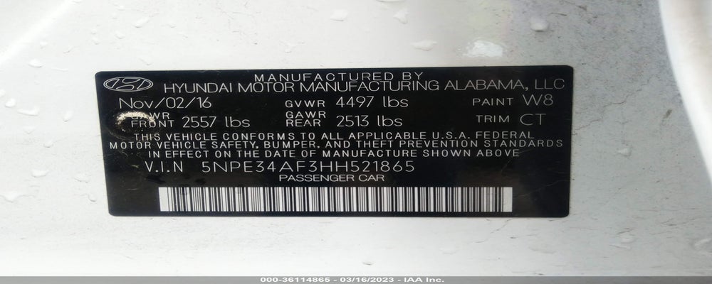 5NPE34AF3HH521865 2017 HYUNDAI SONATA photo no. 9