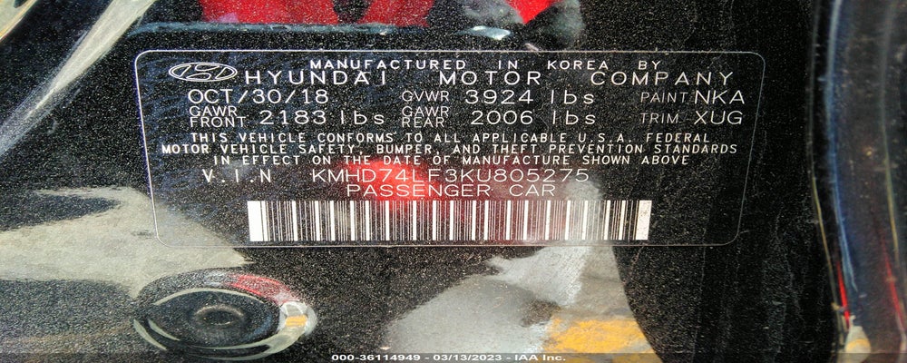 KMHD74LF3KU805275 2019 HYUNDAI ELANTRA photo no. 9