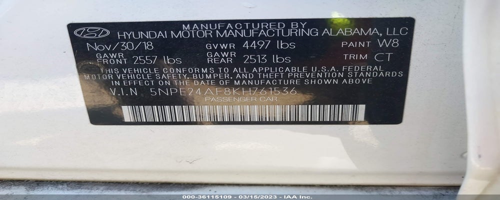 5NPE24AF8KH761536 2019 HYUNDAI SONATA photo no. 9