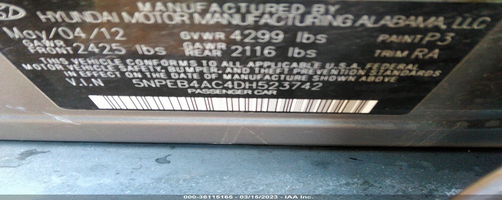 5NPEB4AC4DH523742 2013 HYUNDAI SONATA photo no. 9
