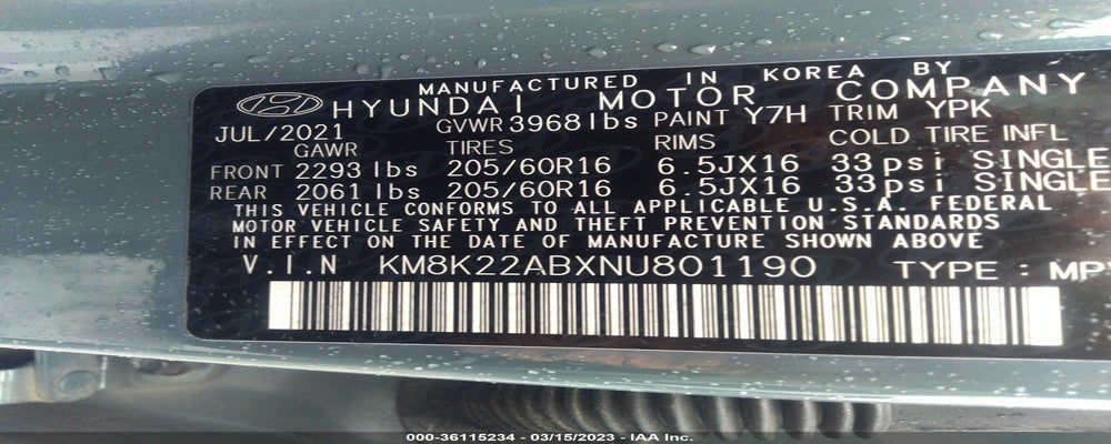 KM8K22ABXNU801190 2022 HYUNDAI KONA photo no. 9