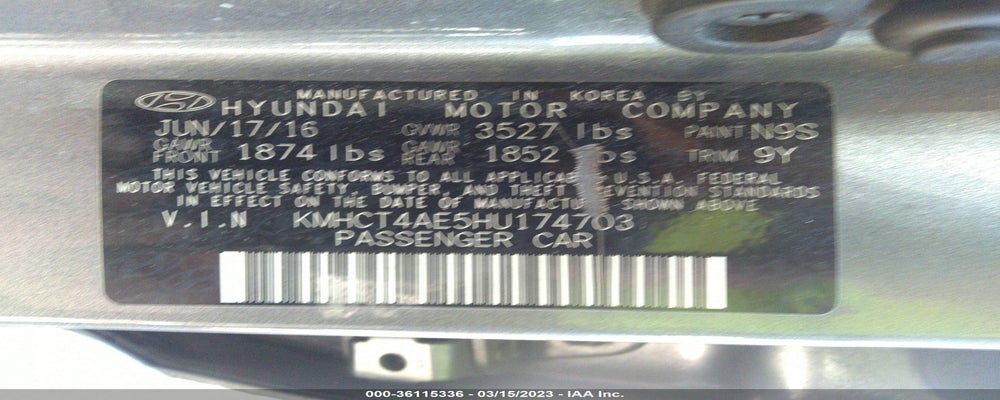 KMHCT4AE5HU174703 2017 HYUNDAI ACCENT photo no. 9