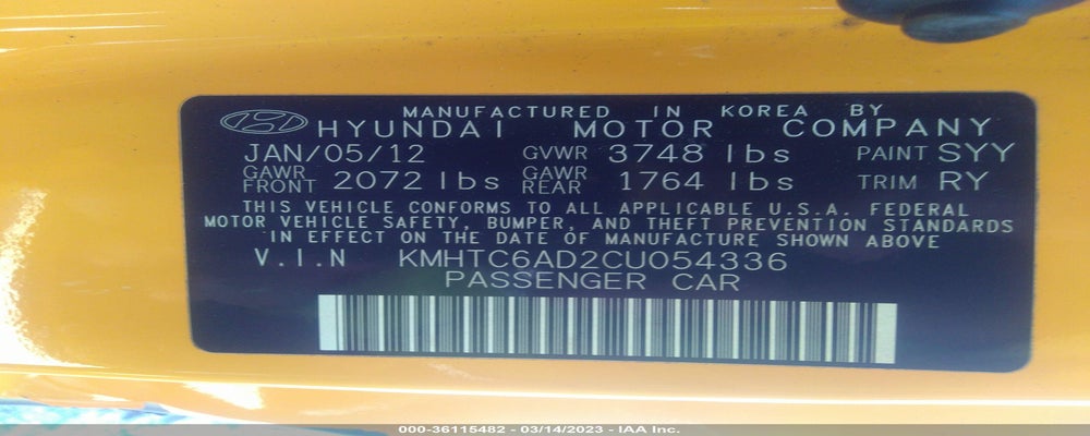 KMHTC6AD2CU054336 2012 HYUNDAI VELOSTER photo no. 9