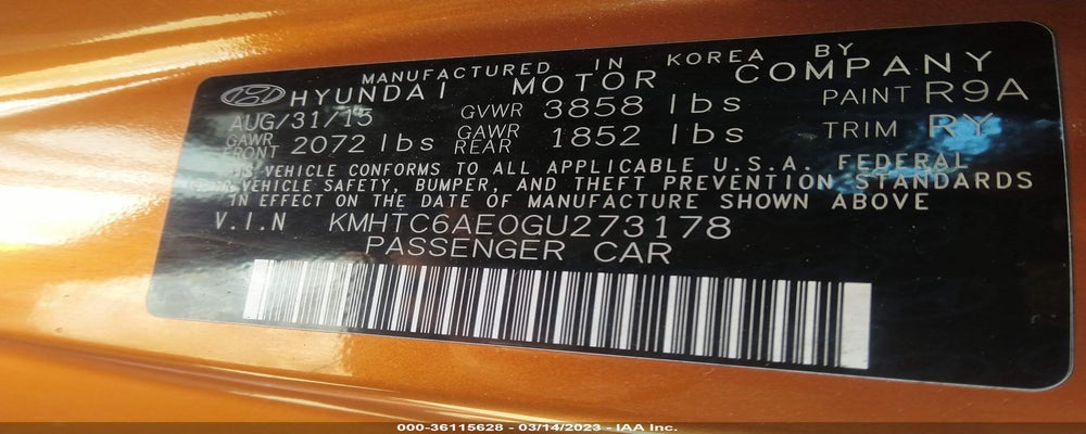 KMHTC6AE0GU273178 2016 HYUNDAI VELOSTER photo no. 9