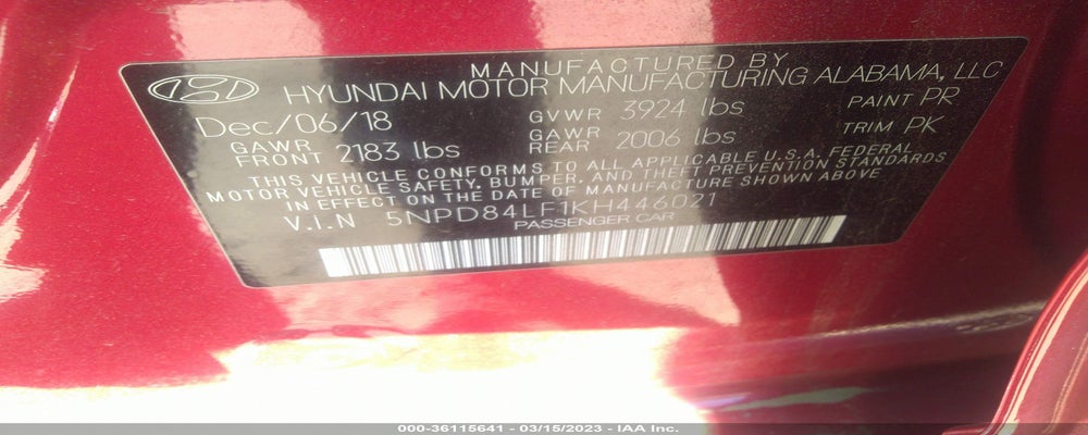 5NPD84LF1KH446021 2019 HYUNDAI ELANTRA photo no. 9