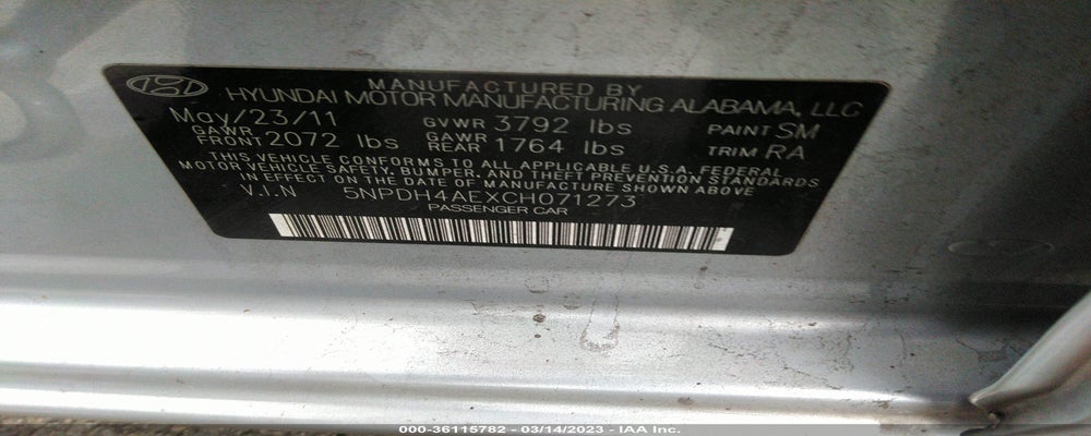 5NPDH4AEXCH071273 2012 HYUNDAI ELANTRA photo no. 9