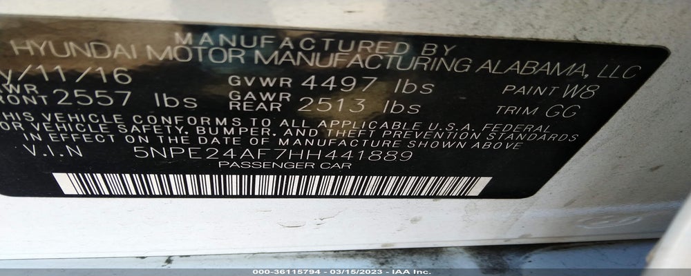 5NPE24AF7HH441889 2017 HYUNDAI SONATA photo no. 9
