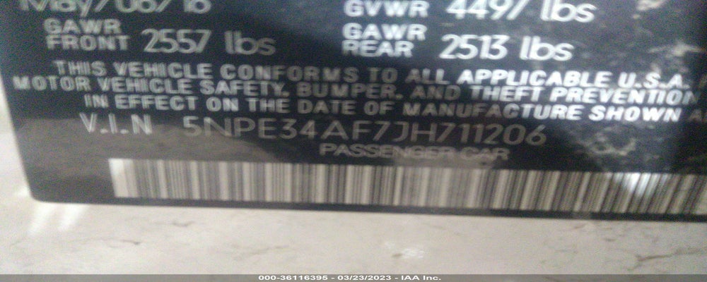 5NPE34AF7JH711206 2018 HYUNDAI SONATA photo no. 9