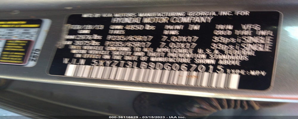 5XYZT3LB9DG067015 2013 HYUNDAI SANTA FE photo no. 9