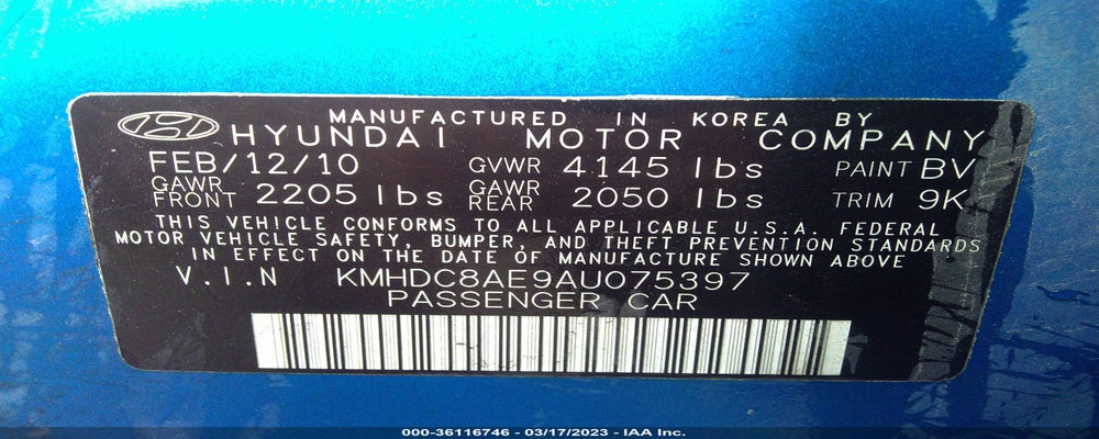 KMHDC8AE9AU075397 2010 HYUNDAI ELANTRA TOURING photo no. 9