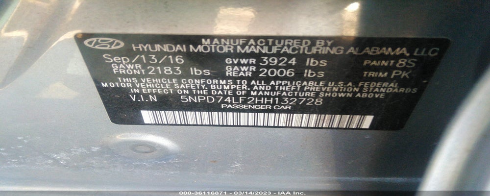 5NPD74LF2HH132728 2017 HYUNDAI ELANTRA photo no. 9