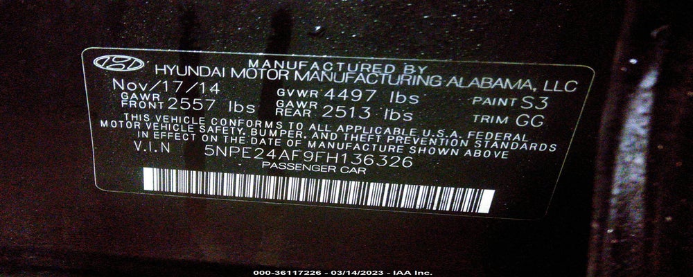 5NPE24AF9FH136326 2015 HYUNDAI SONATA photo no. 9