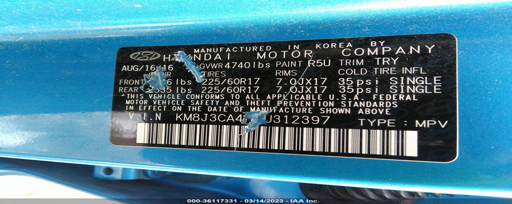 KM8J3CA42HU312397 2017 HYUNDAI TUCSON photo no. 9
