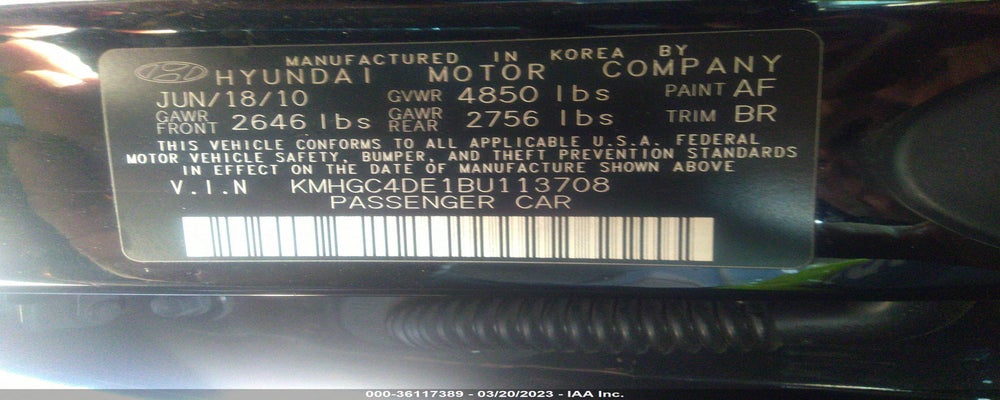 KMHGC4DE1BU113708 2011 HYUNDAI GENESIS photo no. 9