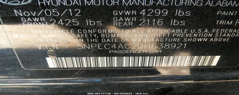 5NPEC4AC2DH638921 2013 HYUNDAI SONATA photo no. 9