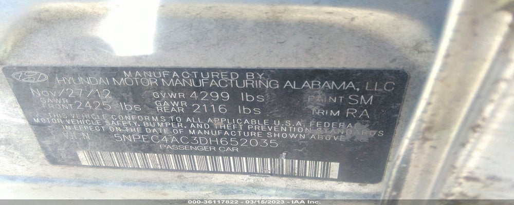 5NPEC4AC3DH652035 2013 HYUNDAI SONATA photo no. 9