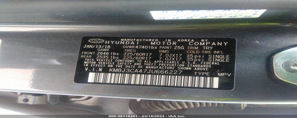 KM8J3CA47JU666227 2018 HYUNDAI TUCSON photo no. 9