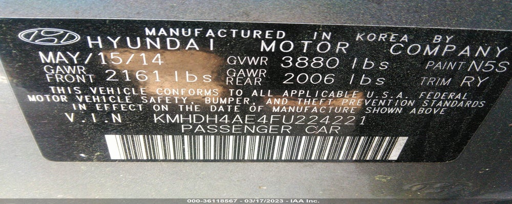 KMHDH4AE4FU224221 2015 HYUNDAI ELANTRA photo no. 9