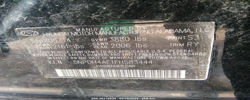 5NPDH4AE1FH583444 2015 HYUNDAI ELANTRA photo no. 9