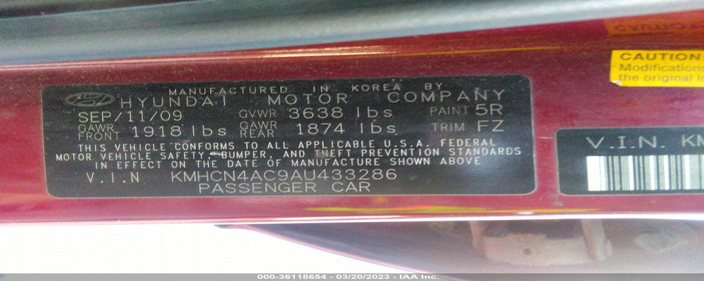 KMHCN4AC9AU433286 2010 HYUNDAI ACCENT photo no. 9