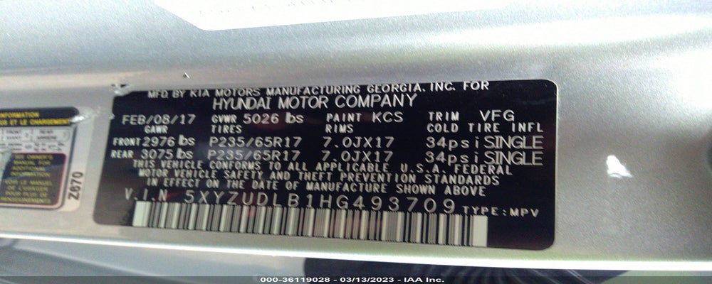 5XYZUDLB1HG493709 2017 HYUNDAI SANTA FE SPORT photo no. 9