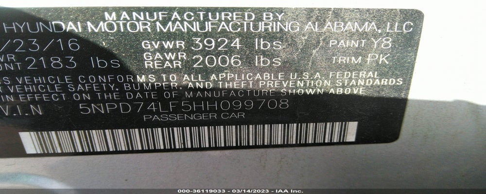 5NPD74LF5HH099708 2017 HYUNDAI ELANTRA photo no. 9