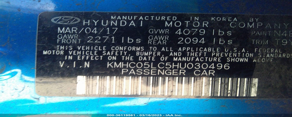 KMHC05LC5HU030496 2017 HYUNDAI IONIQ HYBRID photo no. 9