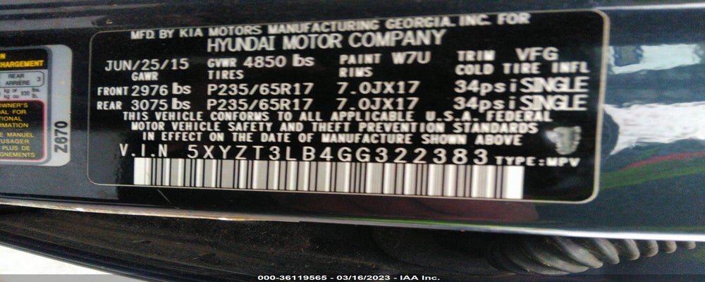 5XYZT3LB4GG322383 2016 HYUNDAI SANTA FE SPORT photo no. 9