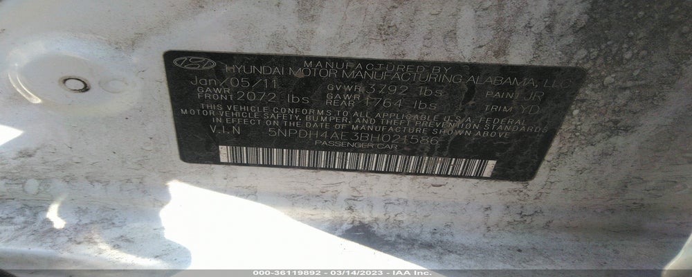 5NPDH4AE3BH021586 2011 HYUNDAI ELANTRA photo no. 9