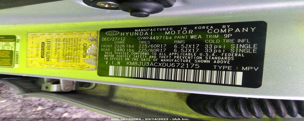 KM8JU3ACXDU672175 2013 HYUNDAI TUCSON photo no. 9