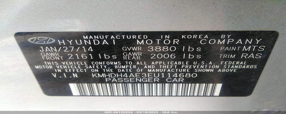 KMHDH4AE3EU114680 2014 HYUNDAI ELANTRA photo no. 9