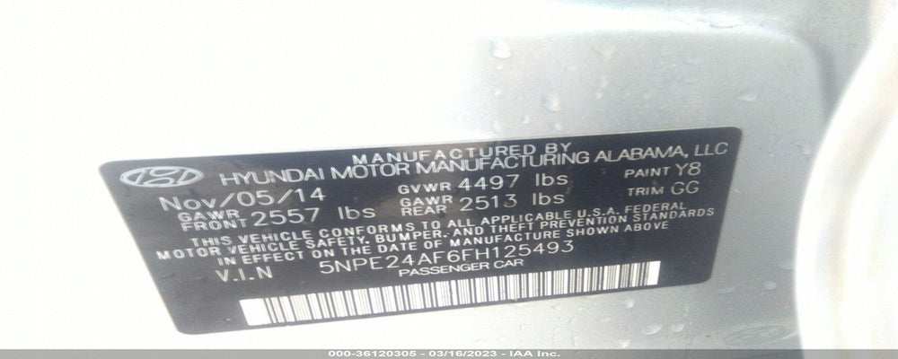 5NPE24AF6FH125493 2015 HYUNDAI SONATA photo no. 9