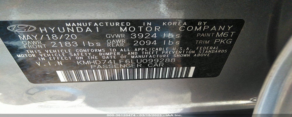 KMHD74LF6LU099288 2020 HYUNDAI ELANTRA photo no. 9