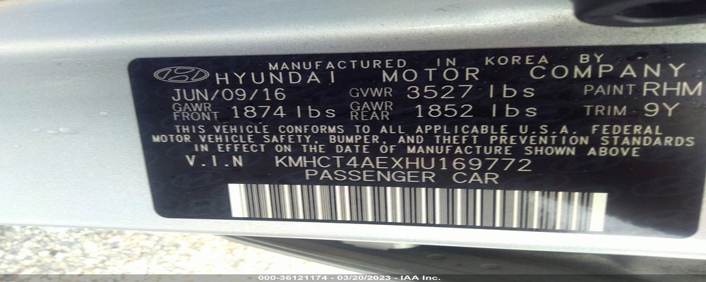 KMHCT4AEXHU169772 2017 HYUNDAI ACCENT photo no. 9
