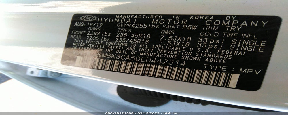 KM8K3CA50LU442314 2020 HYUNDAI KONA photo no. 9