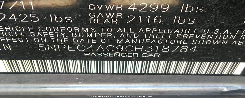 5NPEC4AC9CH318784 2012 HYUNDAI SONATA photo no. 9
