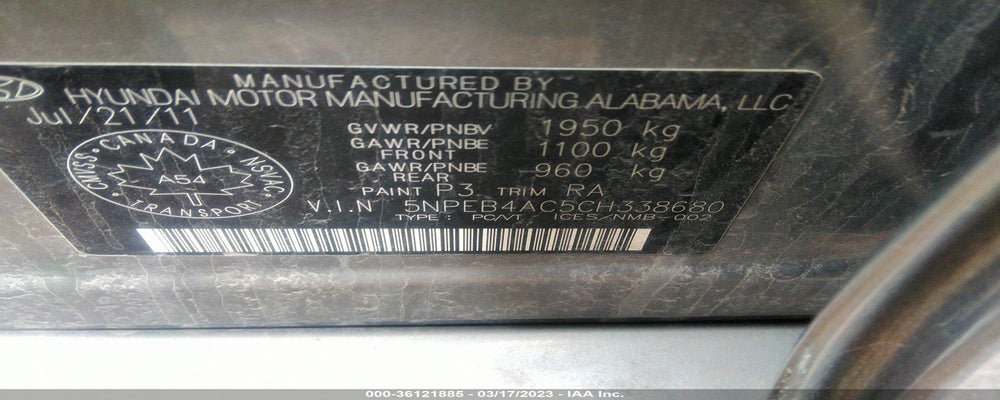 5NPEB4AC5CH338680 2012 HYUNDAI SONATA photo no. 9