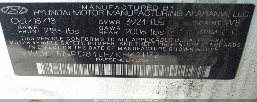 5NPD84LF7KH421172 2019 HYUNDAI ELANTRA photo no. 9