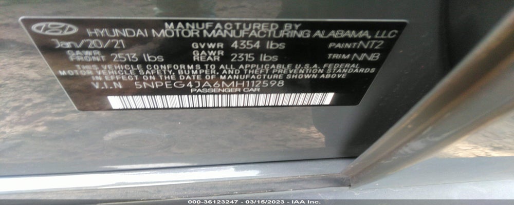 5NPEG4JA6MH112598 2021 HYUNDAI SONATA photo no. 9