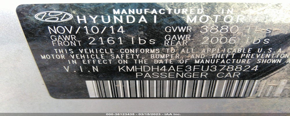 KMHDH4AE3FU378824 2015 HYUNDAI ELANTRA photo no. 9
