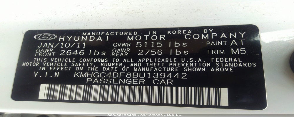 KMHGC4DF8BU139442 2011 HYUNDAI GENESIS photo no. 9