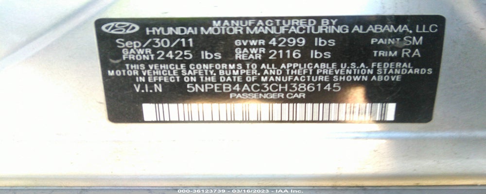 5NPEB4AC3CH386145 2012 HYUNDAI SONATA photo no. 9