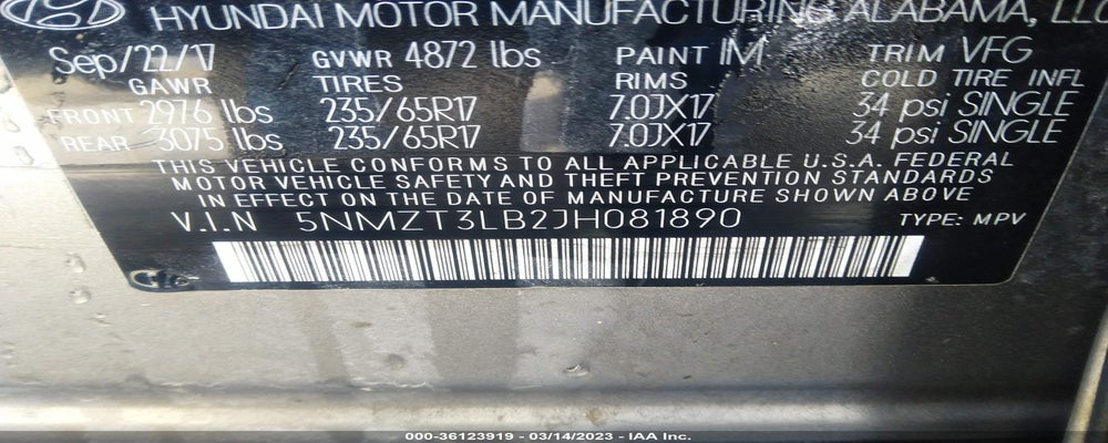 5NMZT3LB2JH081890 2018 HYUNDAI SANTA FE SPORT photo no. 9