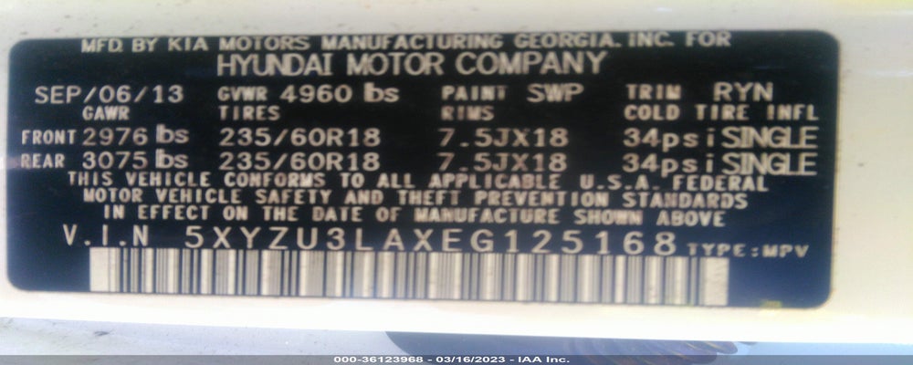 5XYZU3LAXEG125168 2014 HYUNDAI SANTA FE SPORT photo no. 9